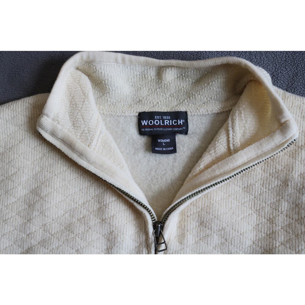 WOOLRICH Vest Jacket Wool Womens Large Cream Camel Full Zip Minimalist Neutral - Picture 9 of 11